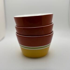 222 Fifth Cadiz Red Yellow Stripes Fine China Small Bowl
